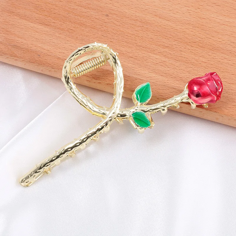 Flower Hairpin Pearl Metal Hair Claw Clips For Women Alloy Back Bun Tulip Flower Hair Clips Headwear