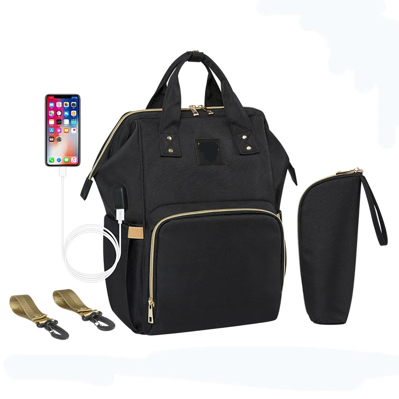 Durable stylish unisex  mummy bag USB charge port diaper backpack