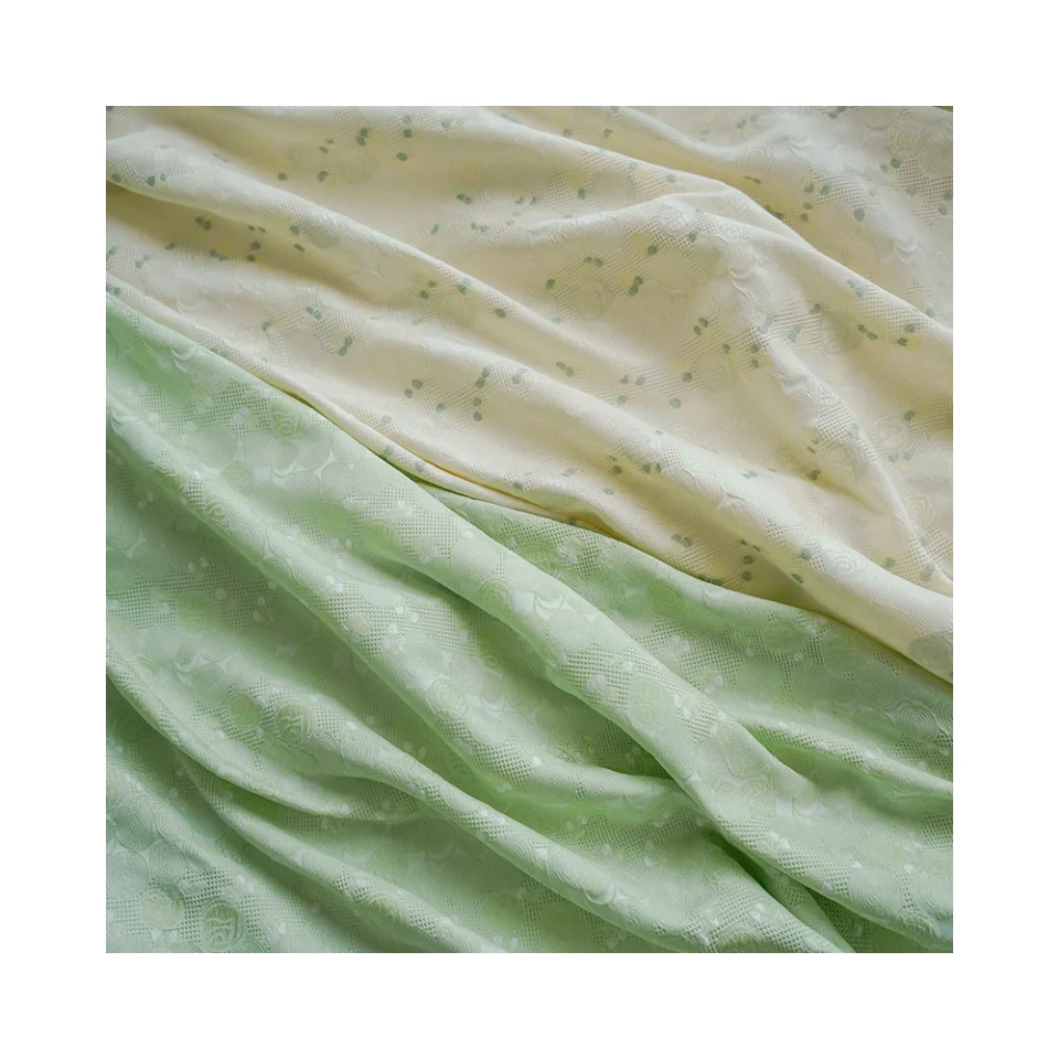 Chinese popular custom 94%polyester6%chinlon grid emboss flower pattern jacquard fabric for garment