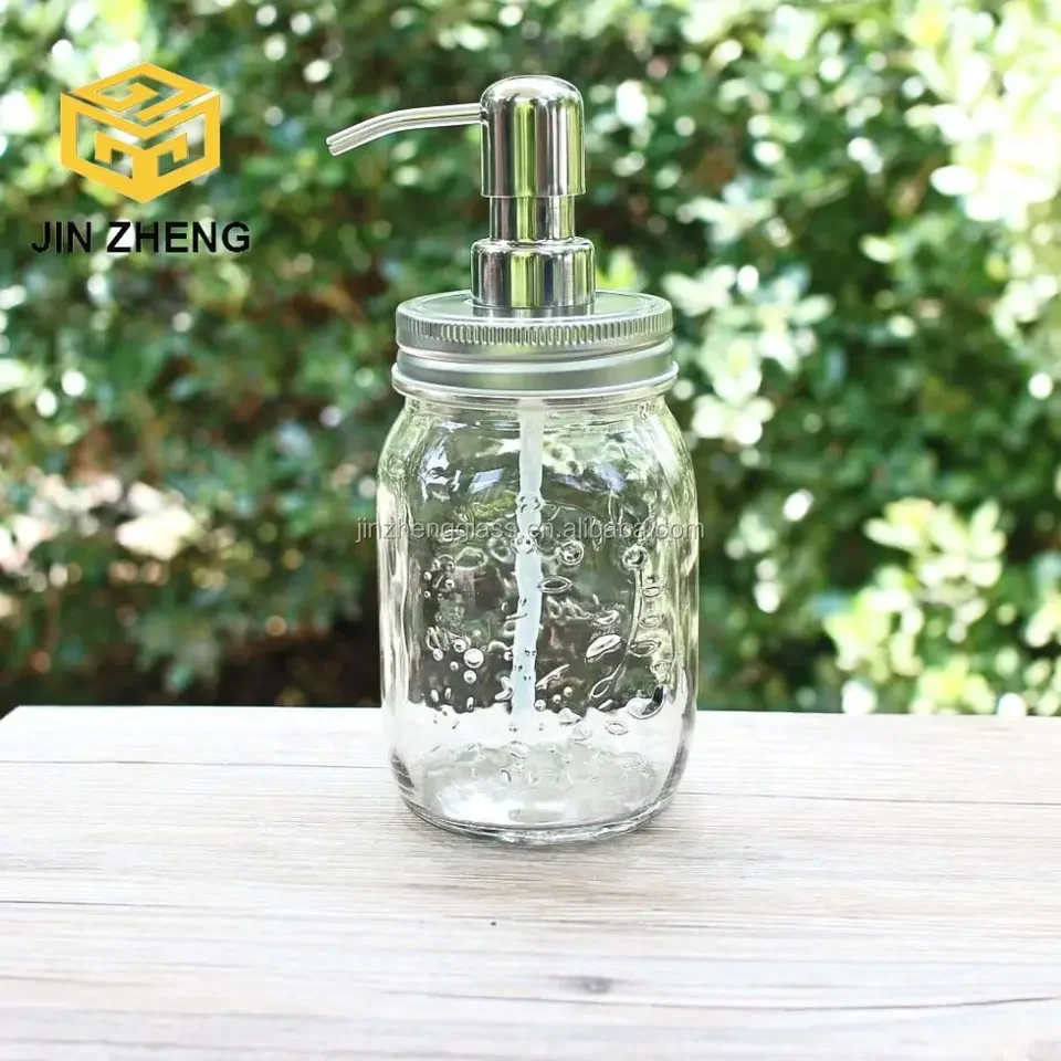 cheap price liquid soap container dispenser glass mason jar with pump head