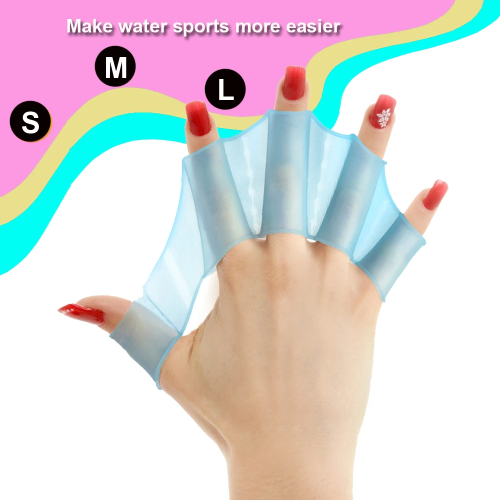 Silicone Swimming Gloves Swimming Finger Webbed Gloves Flippers Fins Paddle Frog Hand Swimmers Web Training Paddles Swim Webbed