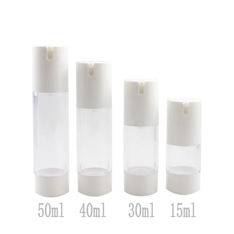 15ml 30ml 40ml 50ml Transparent White PP Plastic Cosmetic Airless Mist Pump Sprayer Bottle Airless bottle