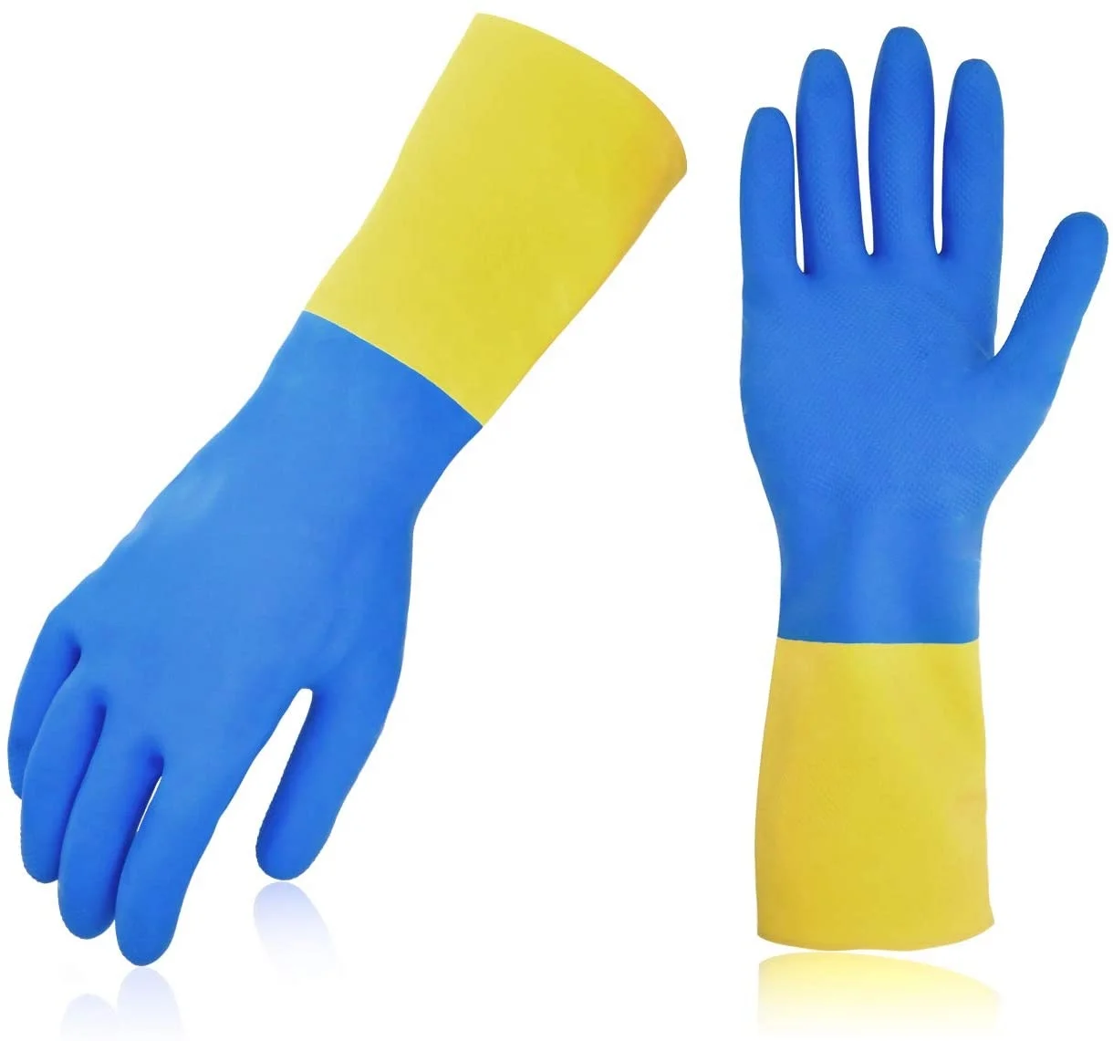 Double Color Flock Lined Household Latex Gloves