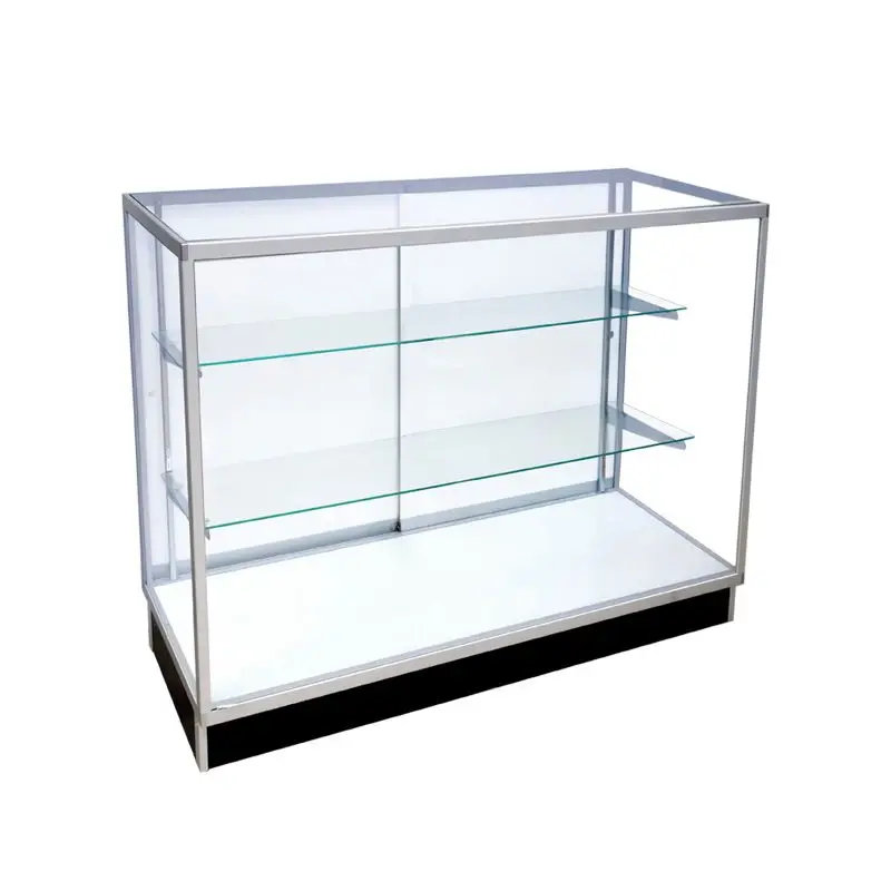 Manufacturer wholesale aluminum frame full vision glass display case showcase for retail shops