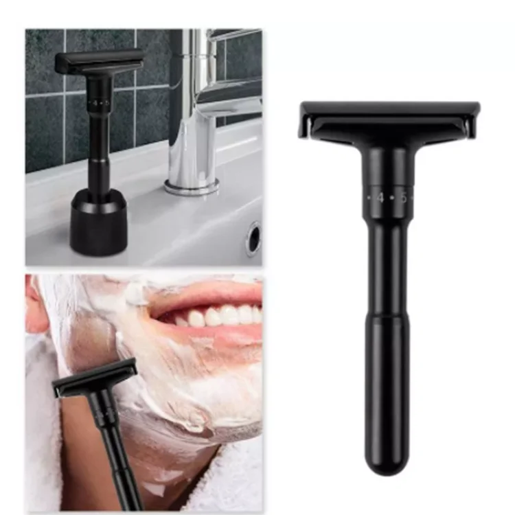 
New Hot Sell private label Adjustable Razors Mens Safety Double Edge Razor Black Classic Shaving Razor 