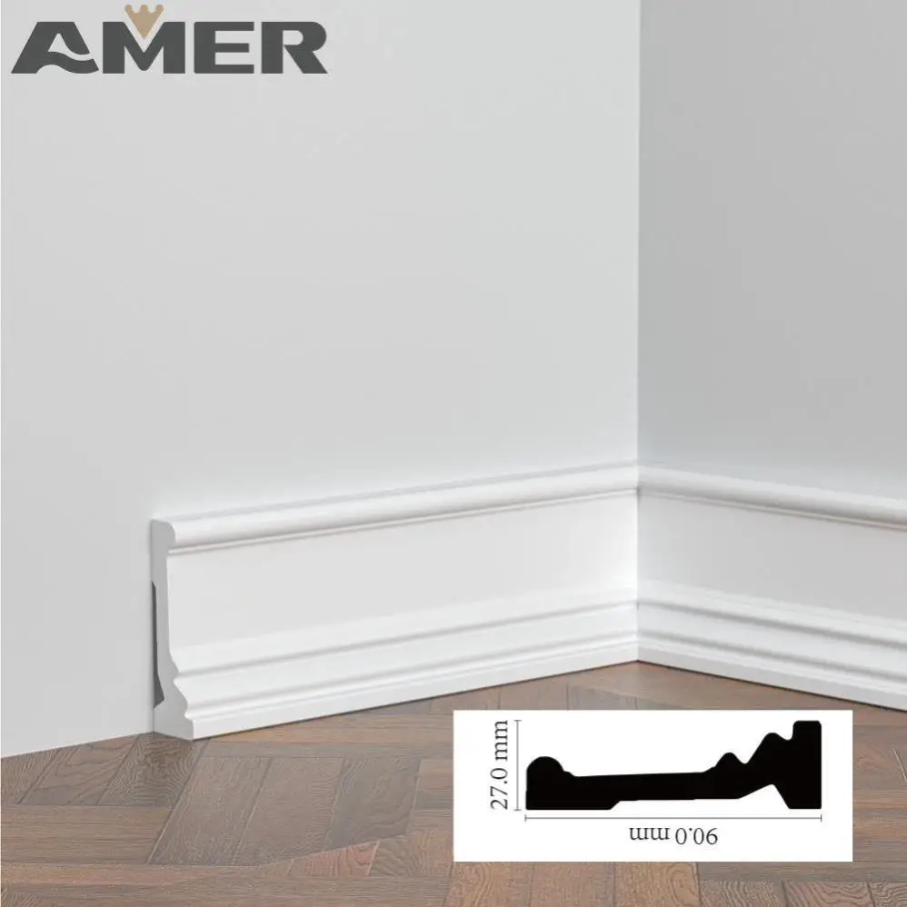 Amer Factory price door frame pvc white table wall corner skirting floor molding sticker accessories in china