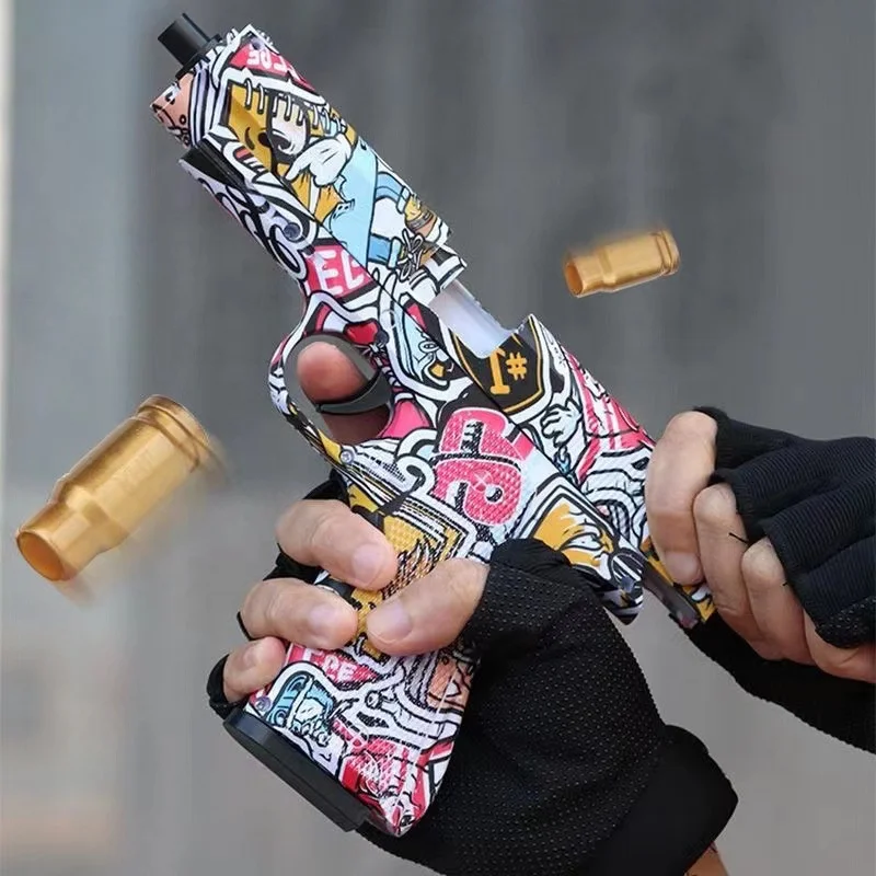 Hot Selling Automatic Back Bore Empty Hanging Soft Bullet Gun Manual Pistol Ejection Toy Gun For Children Toy Boys