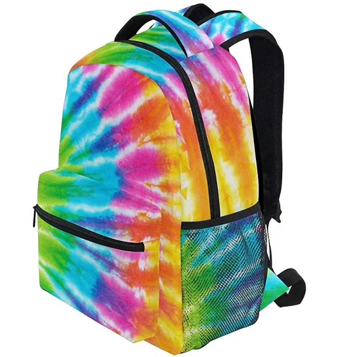 Backpacks Tie Dye Rainbow Spiral Pattern College School Book Bag Travel Hiking Camping Daypack