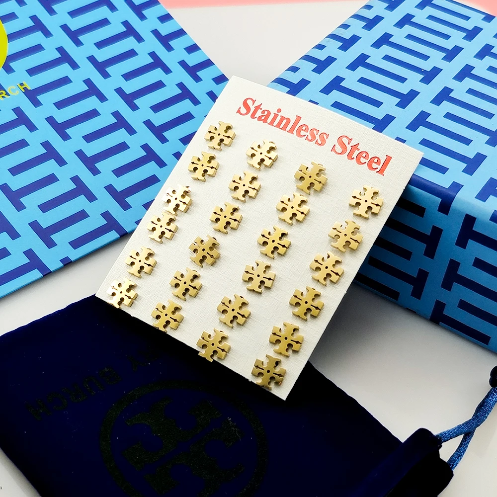 New Arrival 18k Gold Plated Stainless Steel Designer Jewelry Famous Brands Stud Earrings Set for Women