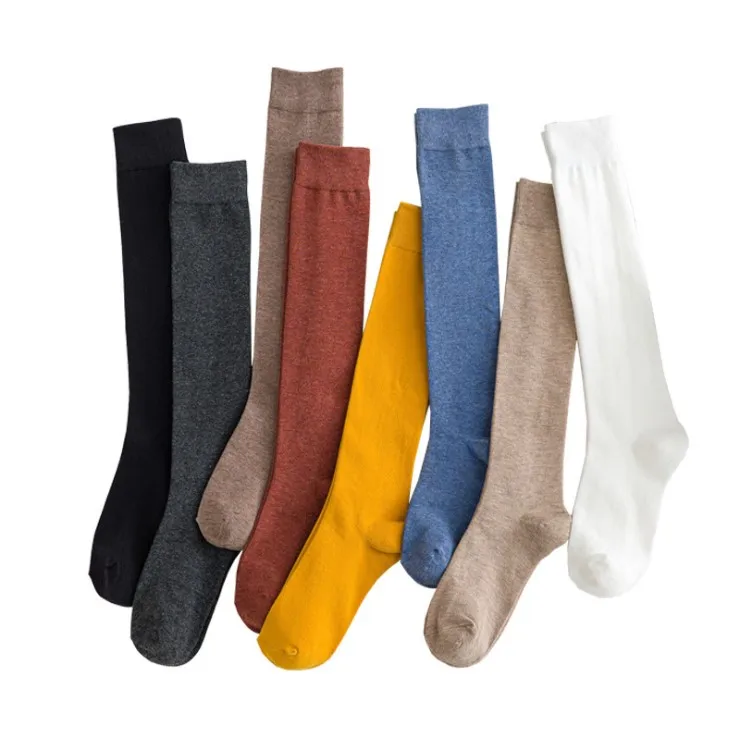 MC Sox Cotton Ladies Knee High soild color  Women student Socks School Party street dancing  sock Can Custom Logo