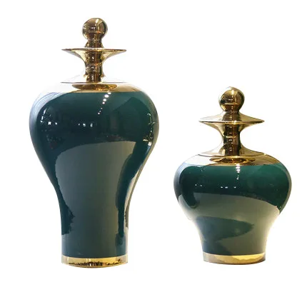 Современная фарфоровая банка для имбиря в европейском и американском стиле с золотой крышкой для домашнего декора, керамические вазы для имбирных банок