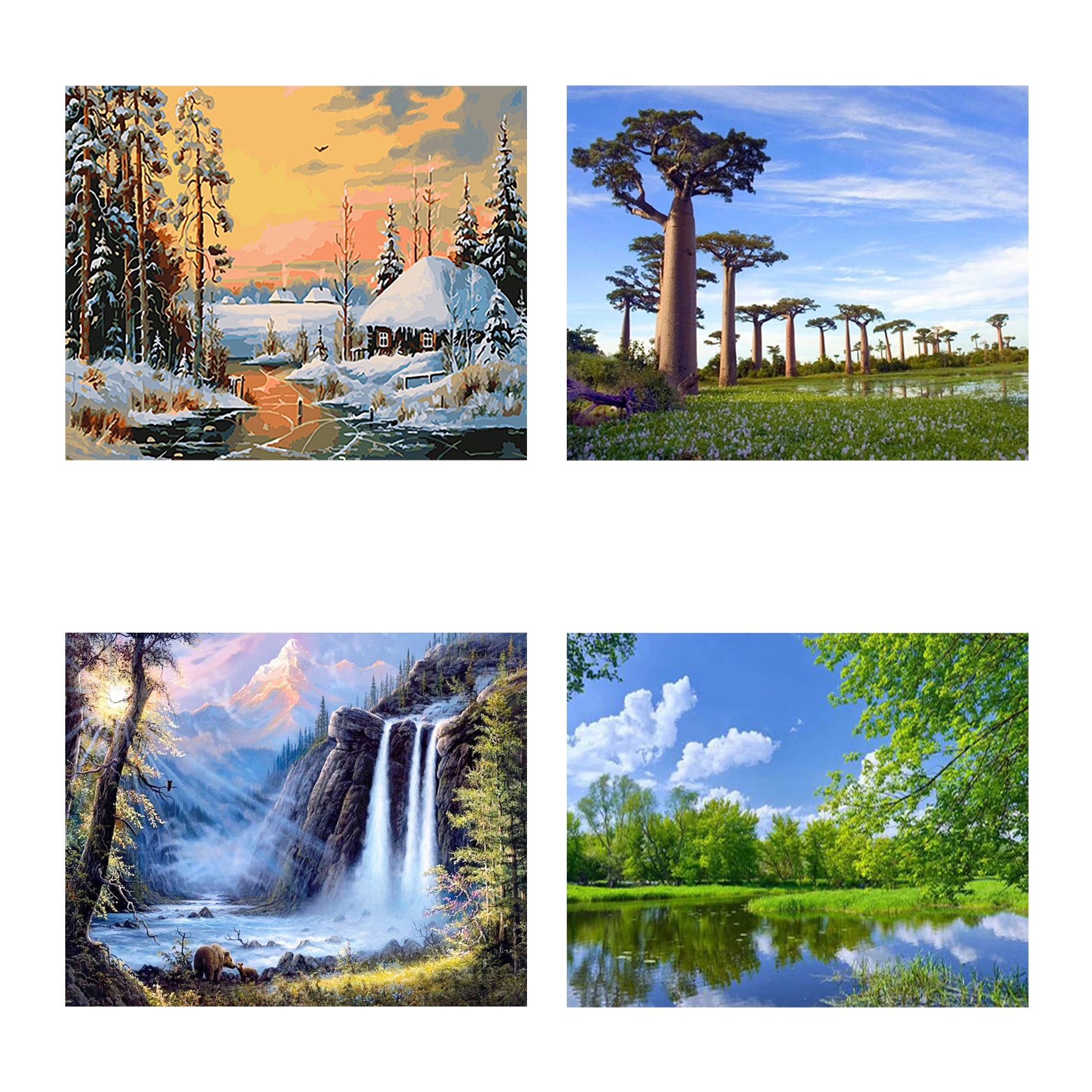 DIY 5D Diamond Painting Tree Scenery Full Square/Round Diamonds Embroidery Landscape Mosaic Picture Resin Drills Home Decoration