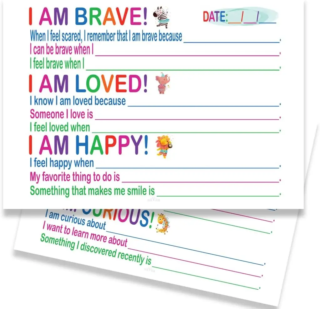 Interactive Double-Sided Affirmation Cards with Complete The Sentence Response 30 Cards for Teacher Classroom or Home Education