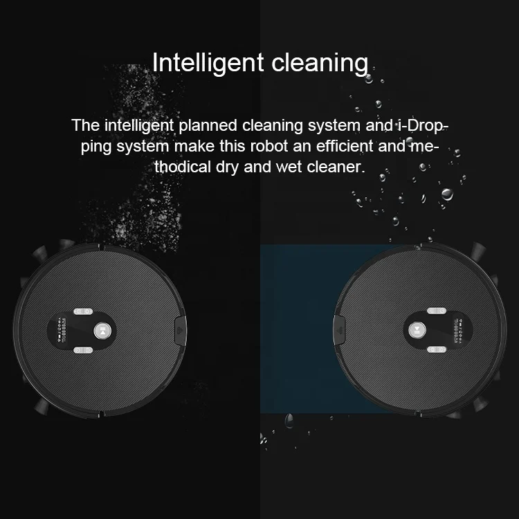 
CE certified 1500Pa Robot Vacuum Cleaner with Smart I-Dripping Water Tank Big Dustbin Auto Recharging and LCD screen and APP 