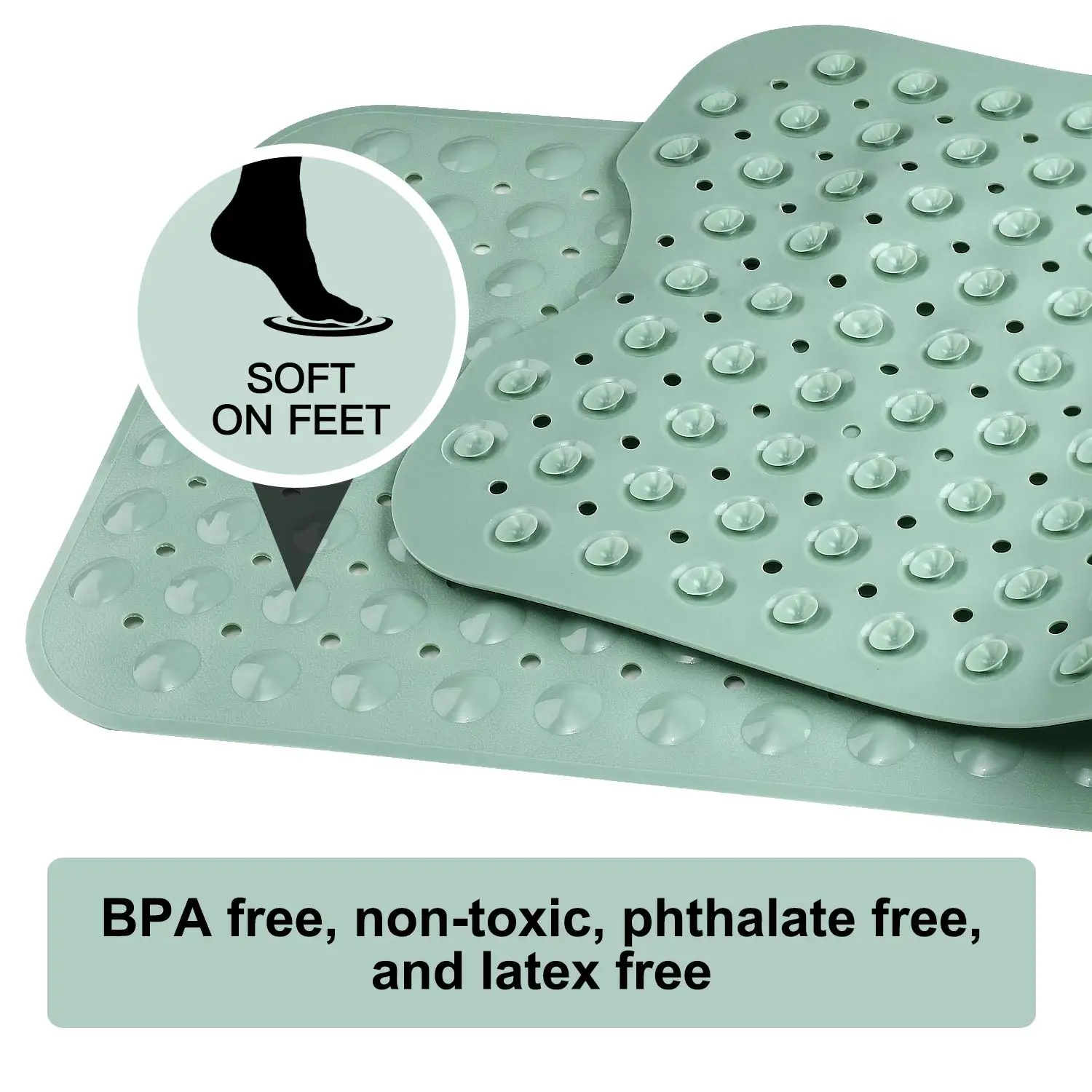 BPA free Original Bathtub Mat Non Slip Bath Mats for Tub Shower Mat with Drain Holes Suction Cups Machine Washable
