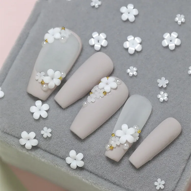 
Hot And New Nail White Flower Decoration Resin Dried Flower For Nail Art White Flower Nail Art 