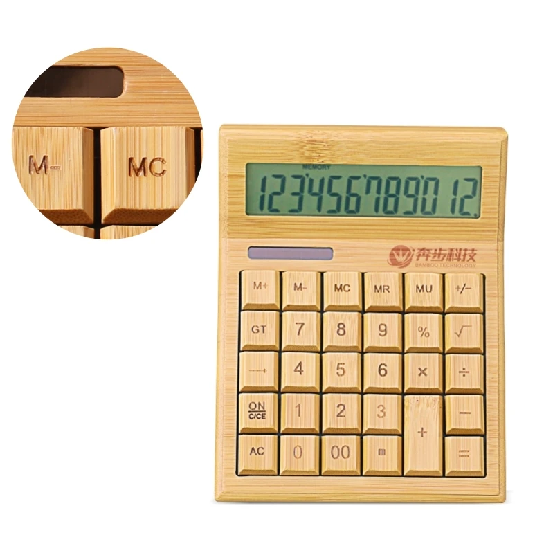Wholesale Bamboo 12 Digital Cute Desktop Citizen Large Calculator Gift Scientific Solar Electronic Calculator