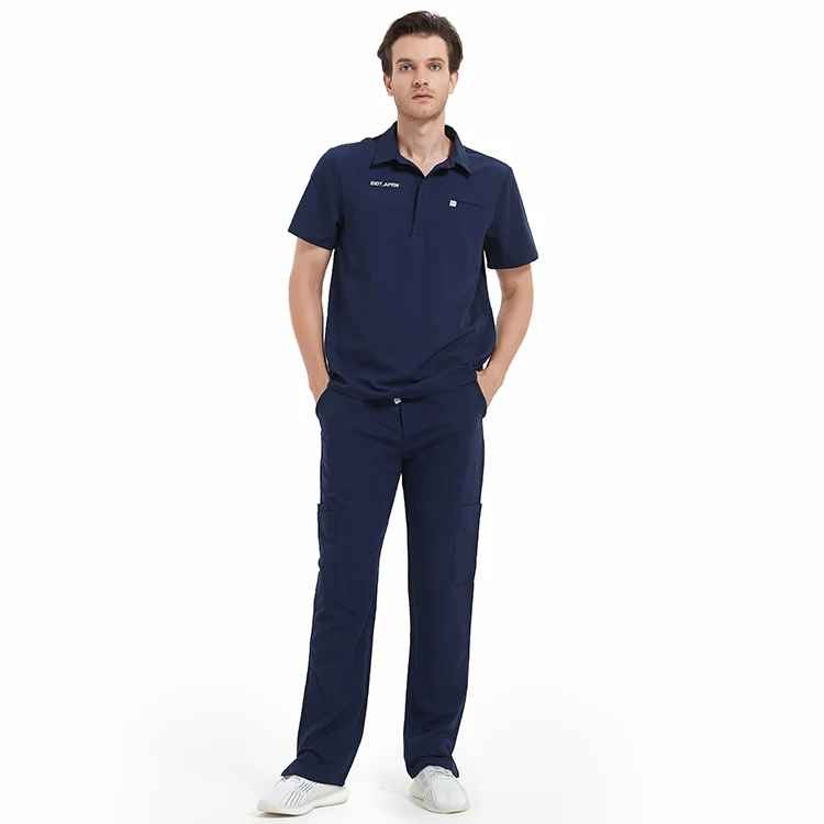 Popular Polo Scrubs Uniforms Sets Spandex Stretch Breathable Wholesale Soft Feel Doctor Uniform Medical Top Nursing Jogger