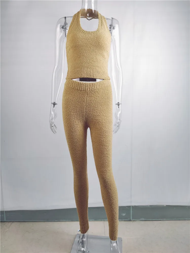 
Thin for Spring Sweater Casual Homewear Outfits loungewear set High Quality 3 pieces set women knitted sweater suits 