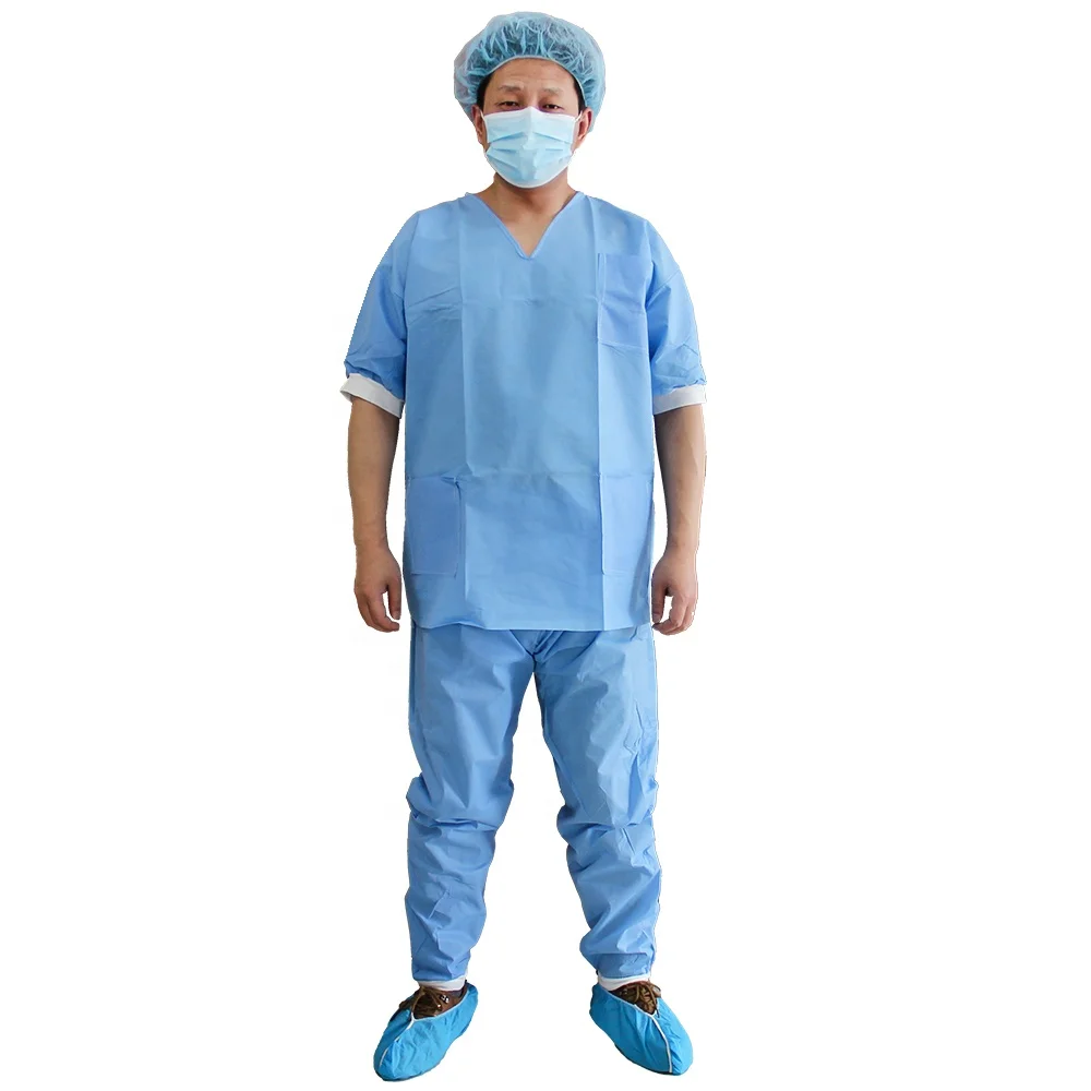 Wholesale Surgical Medical Patient Scrub Suits with Pants SMS Good Protecting Hospital Uniform