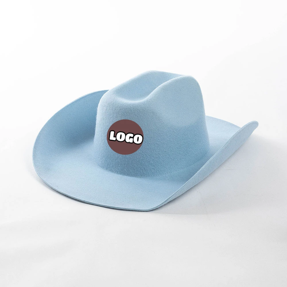 Custom embroidered western jazz felt pro cowboy cow boy cowgirl fedora felt hats supplier For men adult