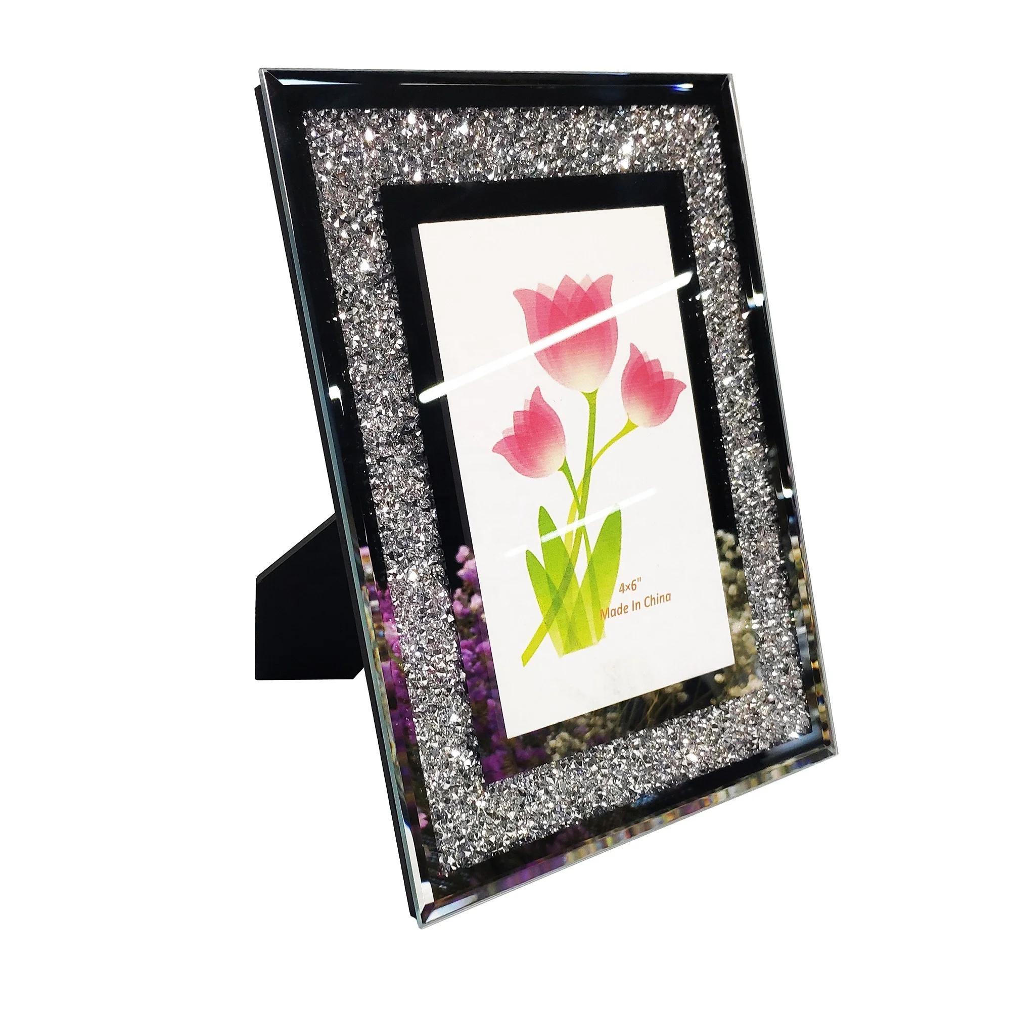 Серебряными кристаллами, рамкое СТЕКЛО КРИСТАЛЛЫ алмазное фото рамка в европейском стиле; Лот из 4*6\