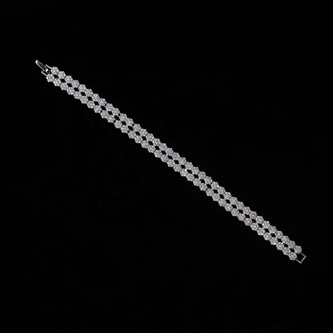 Bedazzled Copper+Alloy+Jewelry set stone silver plated earring necklace 4 piece cubic zirconia jewelry set for women and girls