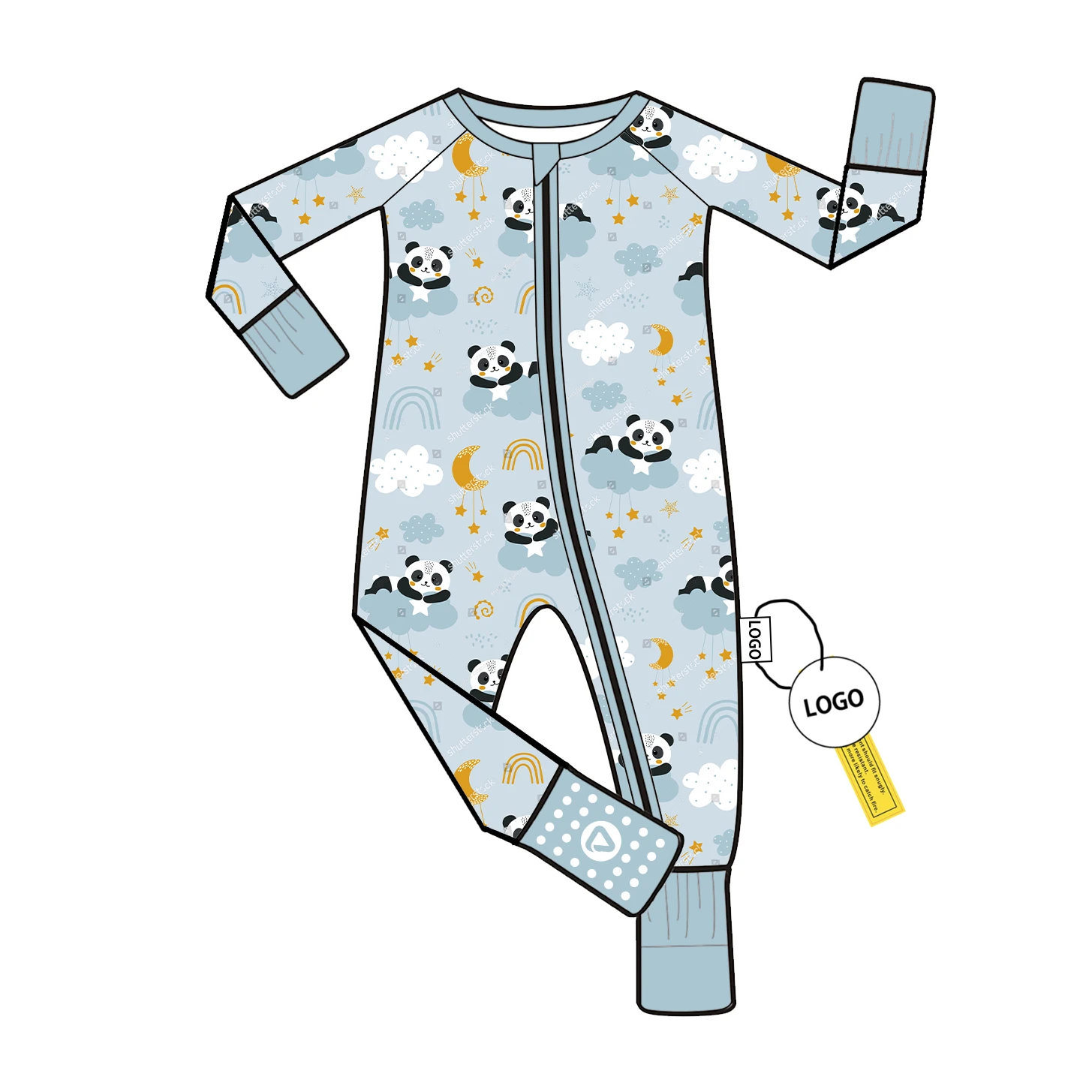 Bamboo Viscose Toddler Romper with Custom Print Sleepwear and YKK Zipper Footie for Newborns