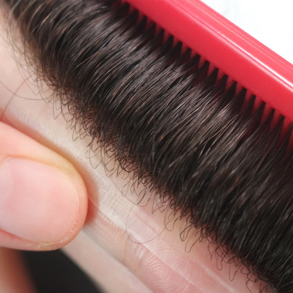 Large Stock Indian Human Hair Toupee with Thin Poly Skin Base