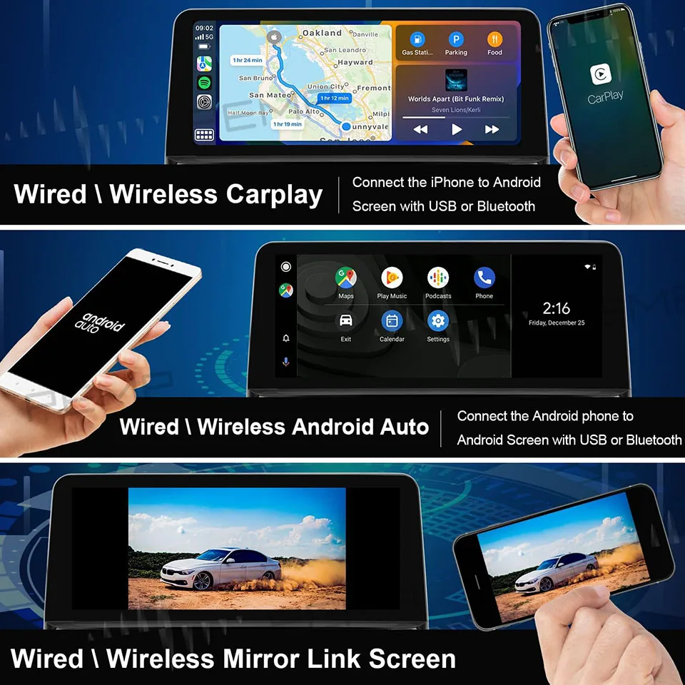 OKOK 9-inch 8-core Android 12 Car Stereo, CarPlay 4G LTE General Motors DVR