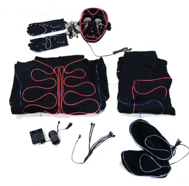Fashion EL Suits LED Clothes Luminous Costumes Glowing Gloves Shoes Light Clothing Men EL Wire Dancer Clothes