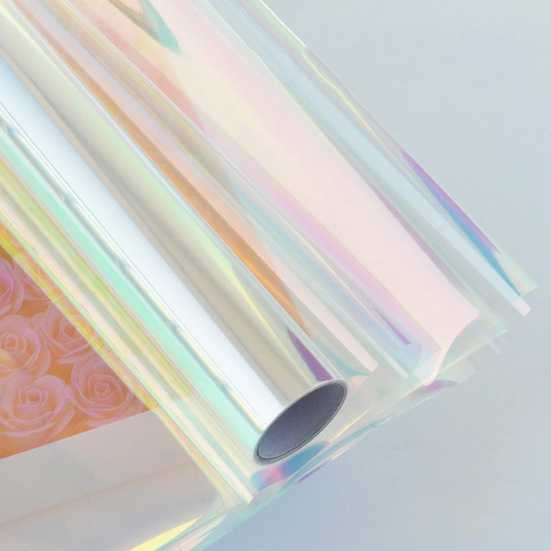China Iridescent film PET Material Rainbow PET Film Rolls for decoration and Packing