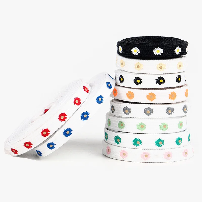 Yrunfeety Daisy Pattern Shoe Laces Print Shoelaces 8MM Custom Shoe Laces Printed for Off White Shoelaces Sneakers