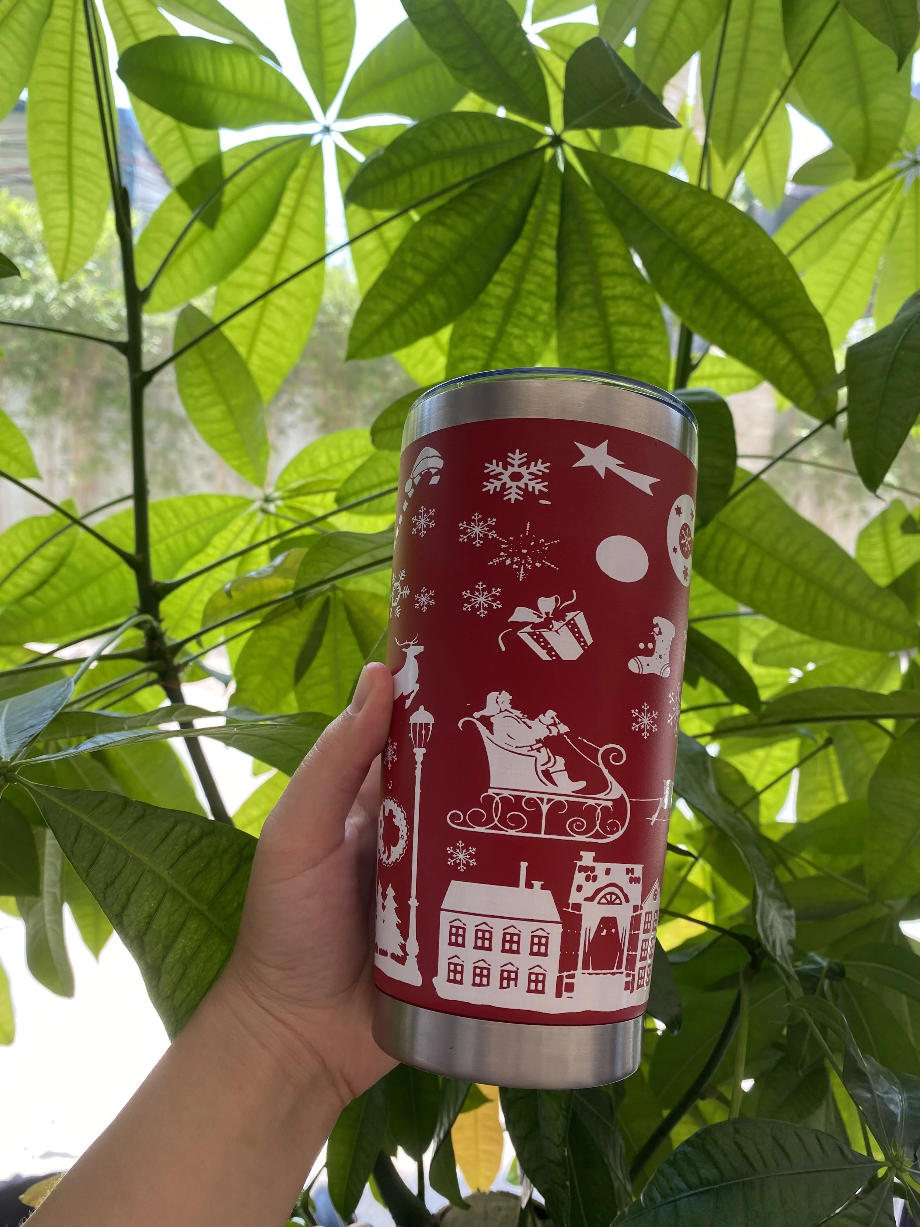 Christmas  gift mug tumbler cups vacuum insulated double wall 20oz wine beer coffee tumbler stainless steel Christmas gifts mug