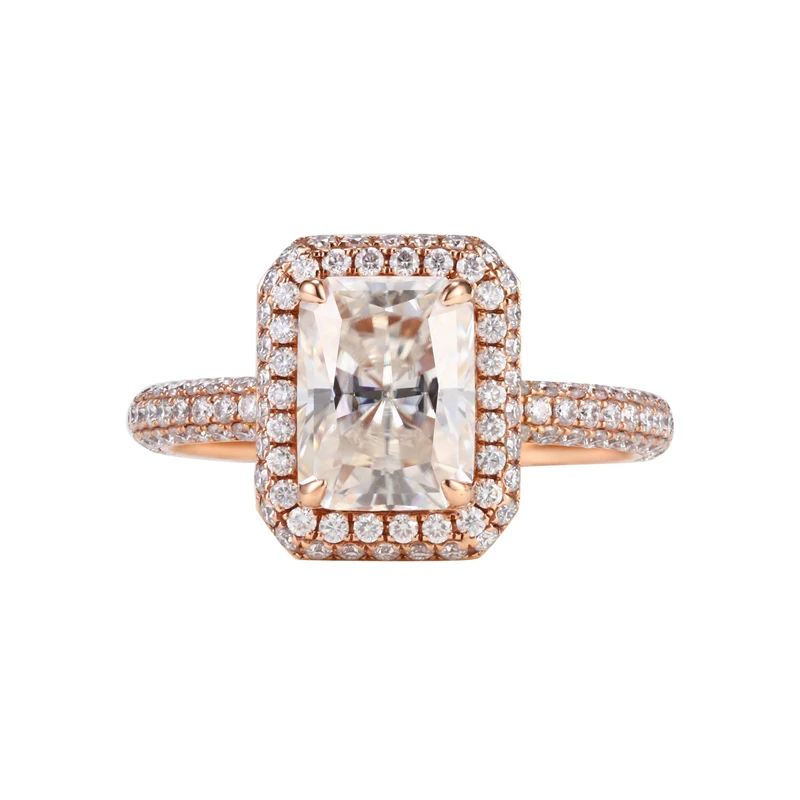 
High Quality Custom Gold Rings 2ct Diamond Moissanite Wedding Jewelry Ring 