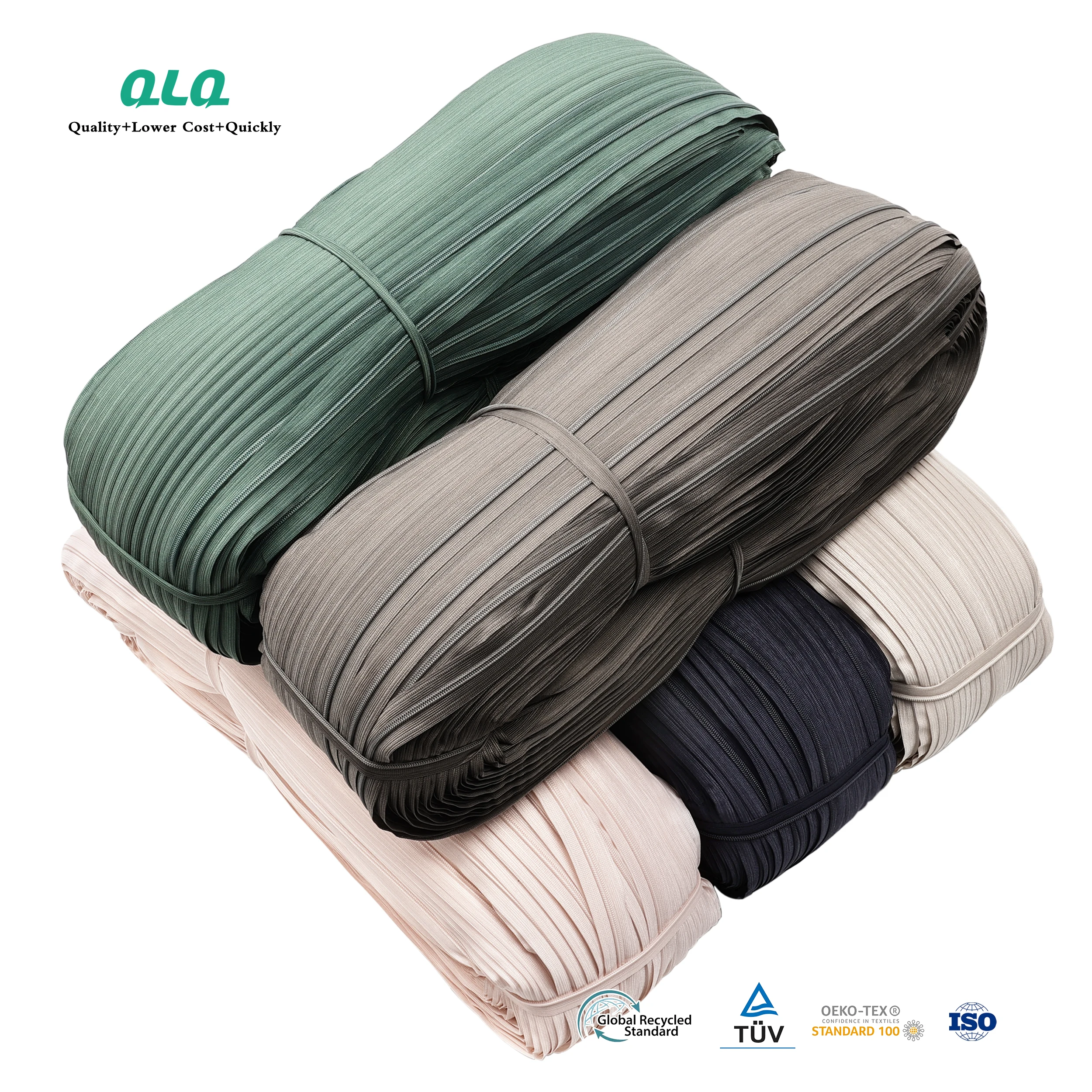 QLQ Continuous Cfc Brass Rainbow Colored Hidden Tape Yard Stripe Tapes Rolls Long Chain 5 Zippers By The Yard Nylon Zipper Roll