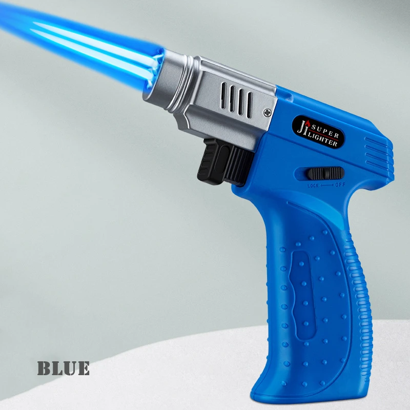 Hot selling gun model handheld double jet flame gas refillable torch lighter for BBQ cooking