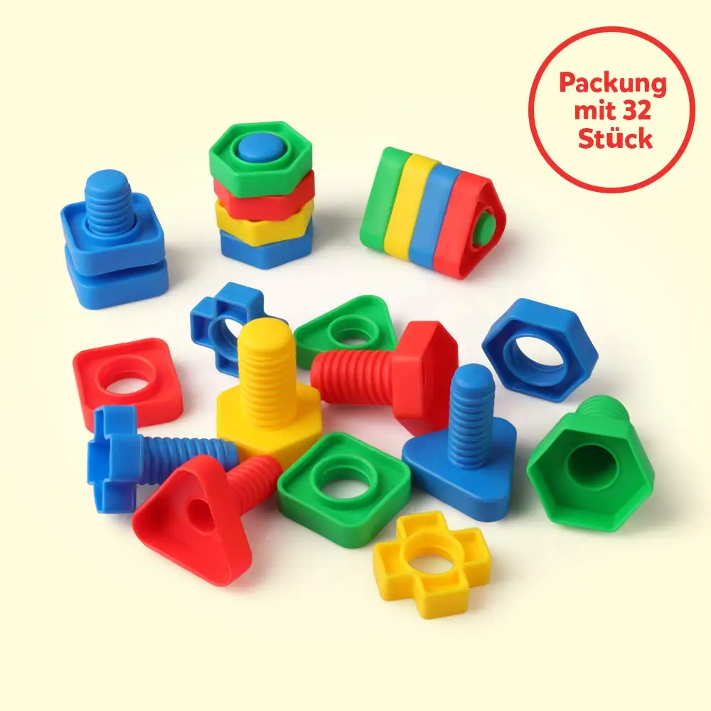 Cheap 32 PCS Jumbo Nuts and Bolts Set Shapes and Colors Matching Toys Occupational Therapy Tools Screw Nut Toy