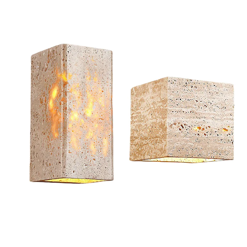 Modern Indoor LED Scone Outdoor Wall Light Marble Nordic Wabi Sabi Travertine Wall Lamp