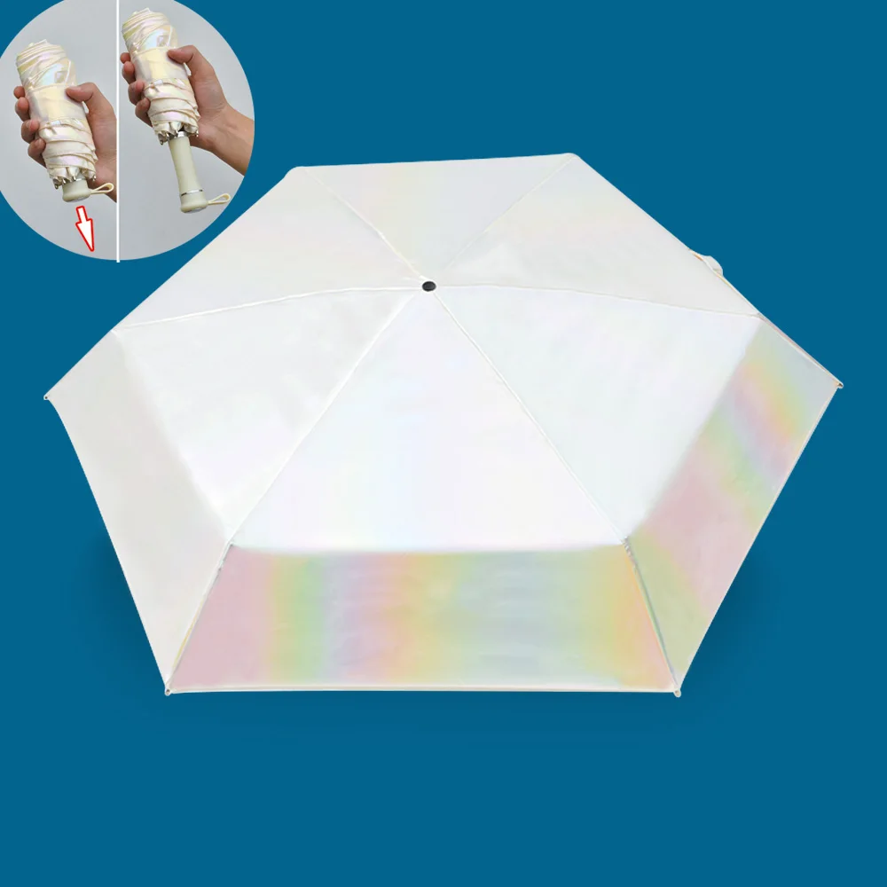 New 5 Fold Mini Sunscreen Parasol Six Bone,Small Foldable umbrellas for Sunny Rainy Days Manual Control for Travel/