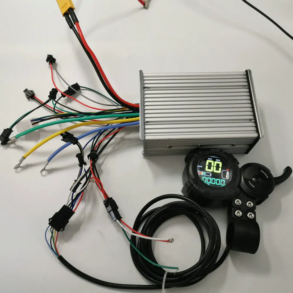 DUAL CONTROLLER 48V60V25A+ONE DISPLAY COLORED OR GREEN FOR ELECTRIC SCOOTER WITH 2 MOTORS EBIKE TRICYCLE DIY AND REPAIR PART