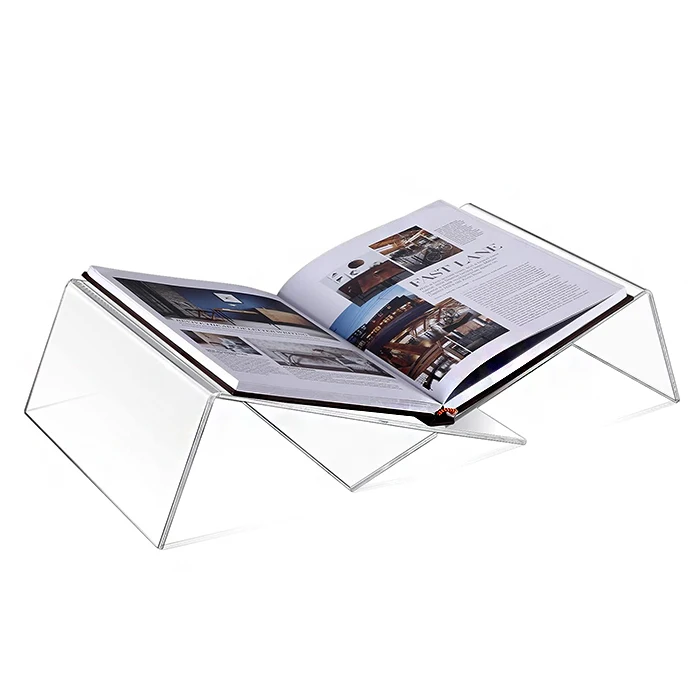 Detachable M Shape Clear Acrylic Book Stand Magazine Display Holder For Home Office