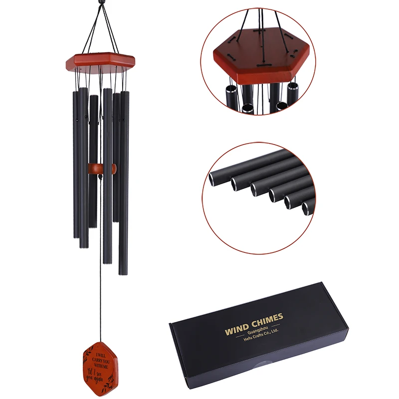 amazon hot selling aluminum pipe tube  music  31 inch wood top  wind chimes