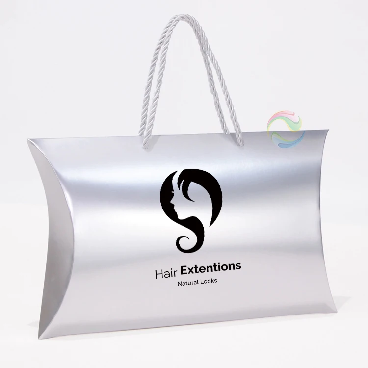 Wholesale Accept Custom Print Logo Folding Paper Large Gift Pillow Hair Extensions Box Packaging for Wigs