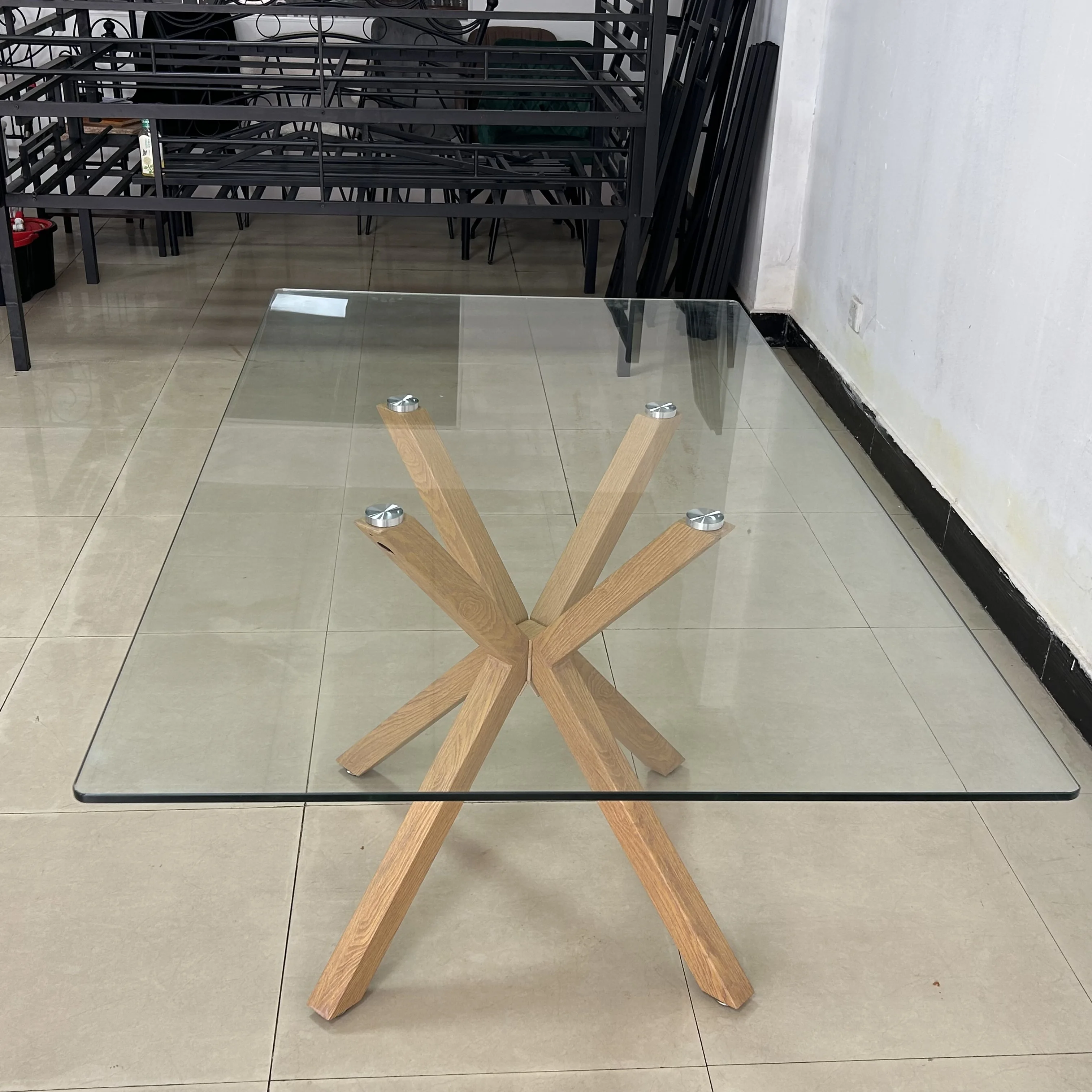 Wholesale Furniture Manufacturers Modern Rectangle Glass Coffee Table Wooden Base Glass Top Coffee Table Glass Center Table