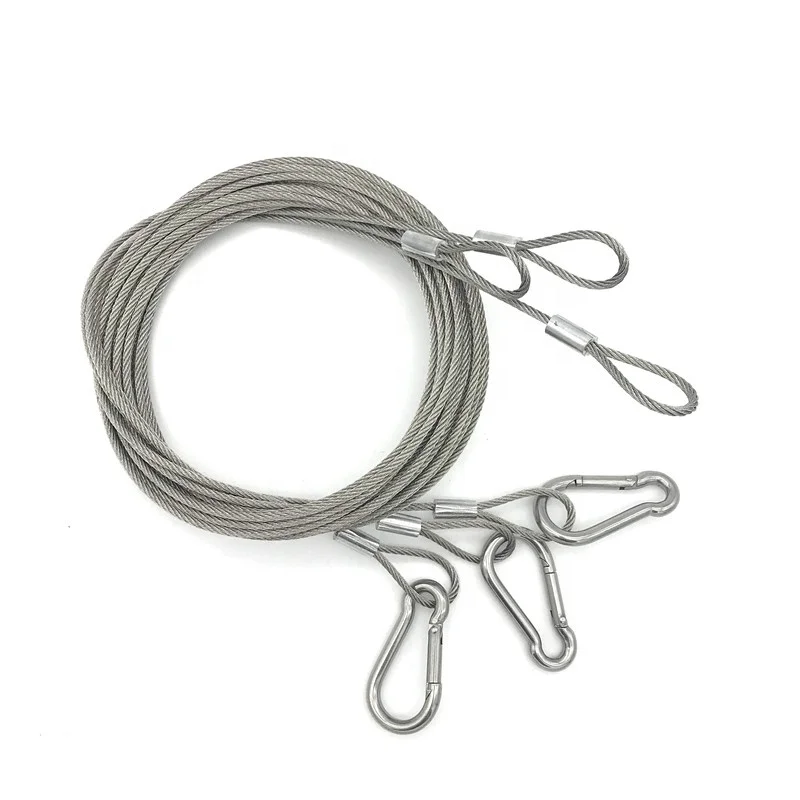 Wholesale 3mm 7*7 stainless  steel wire rope sling both side with loops for Security