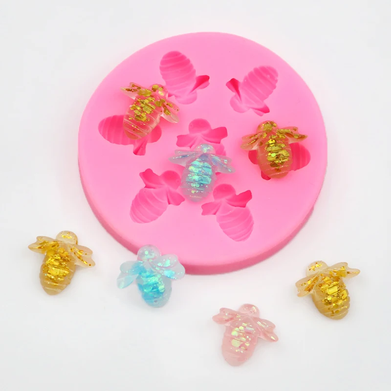 233 7 hold cute small bee shape silicone chocolate resin mold diy hand make children clay mold reused cake decoration baker tool