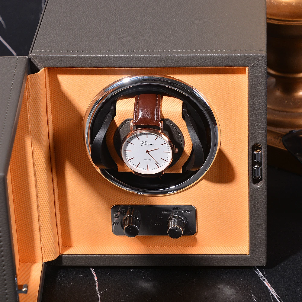 Luxury Automatic Watch Winder 1 Slot PU Leather Case Safe Storage for Watches