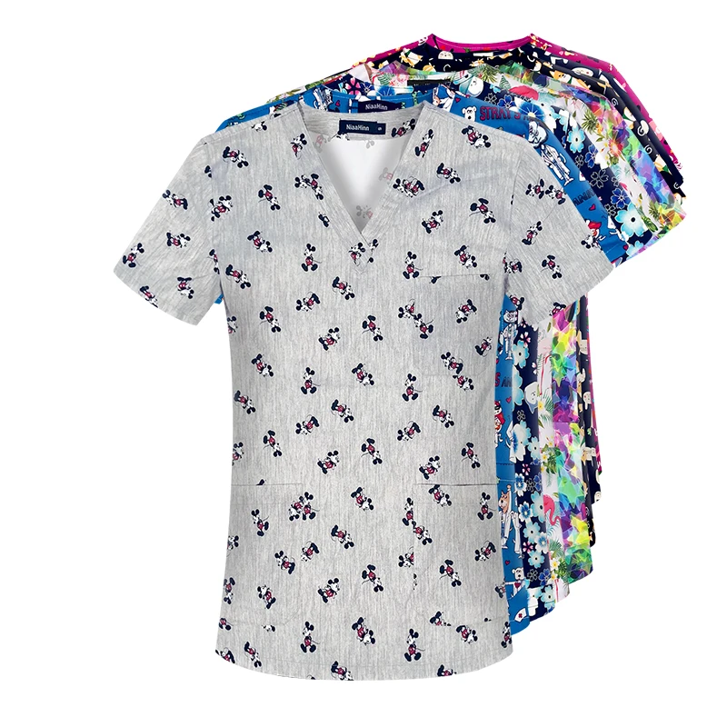 2022 Surgical Uniforms Pharmacy Hospital Scrubs Tops Breathable Beauty Salon Nurses Dress Uniform