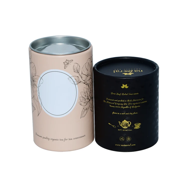 Eco Friendly Custom Food Grade Round Cardboard 250g Tea / Coffee Bean Canister Paper Tube Packaging with Aluminium Foil Lining